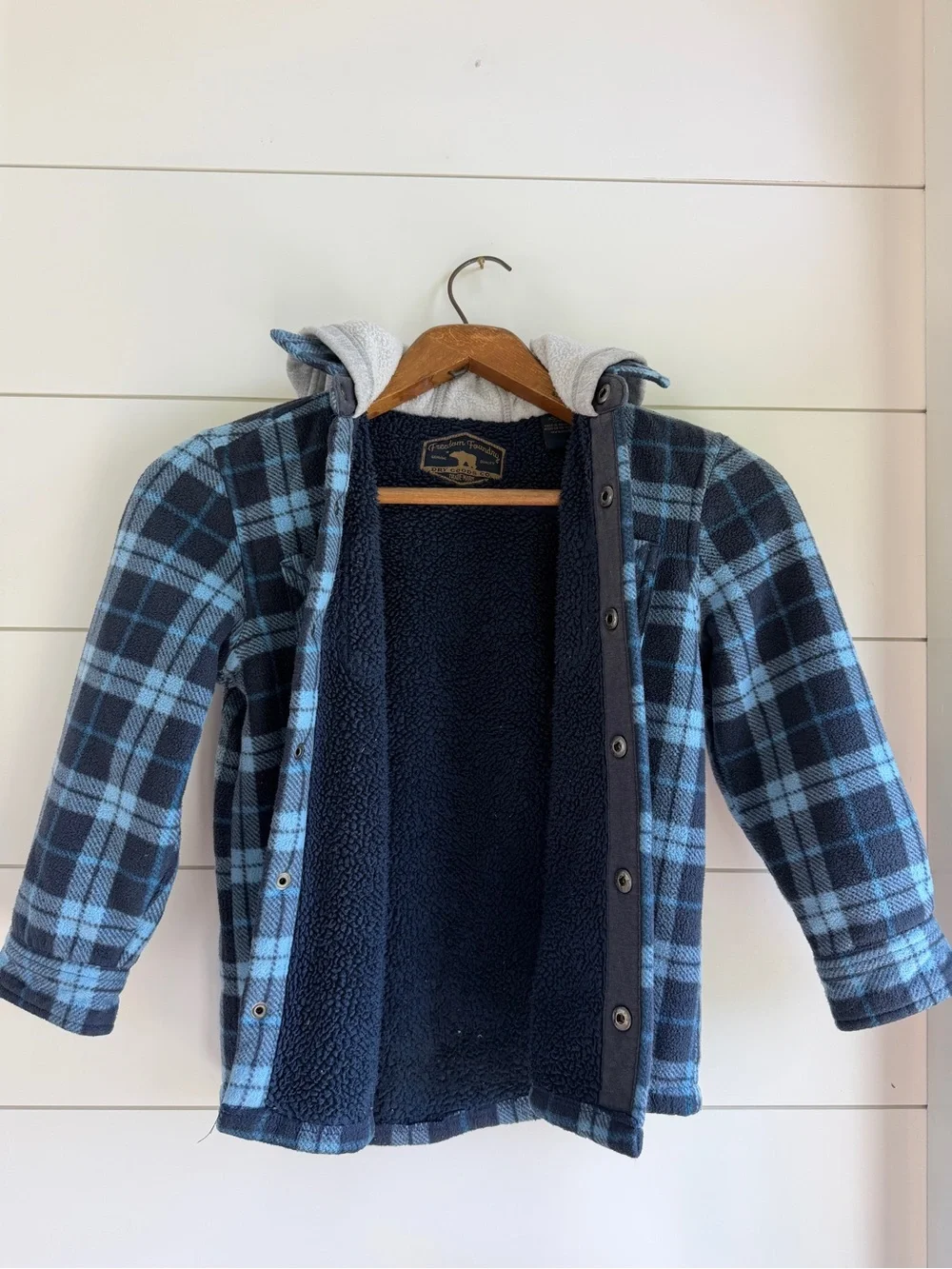 Freedom Foundry Boys Plaid Sherpa Hooded Jacket 5/6